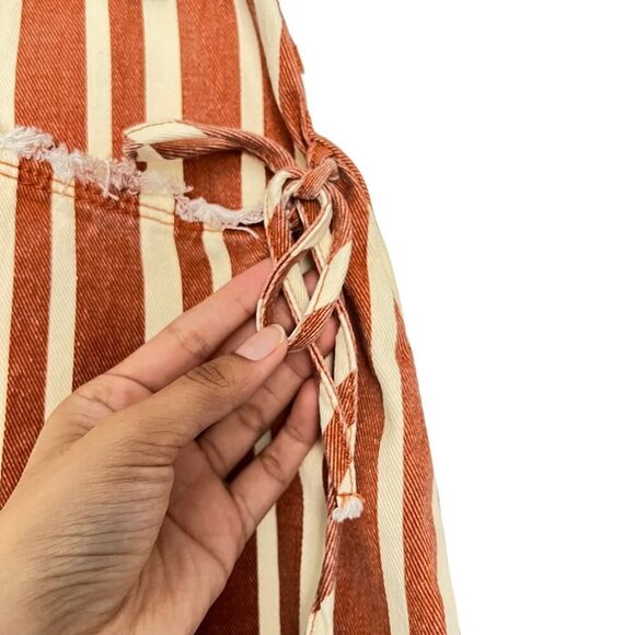 NWT Cotton On Striped Denim Wrap Mini Skirt 8 - Picture 3 of 9